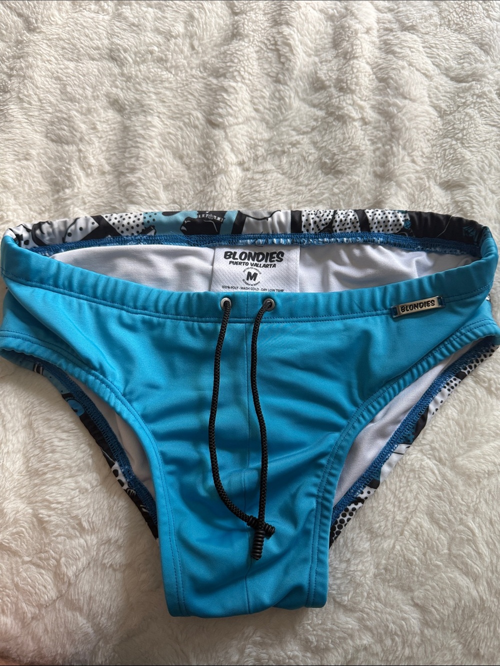 Blondies Puerta Vallarta (M) Men’s Turquoise Swim Briefs bikini
